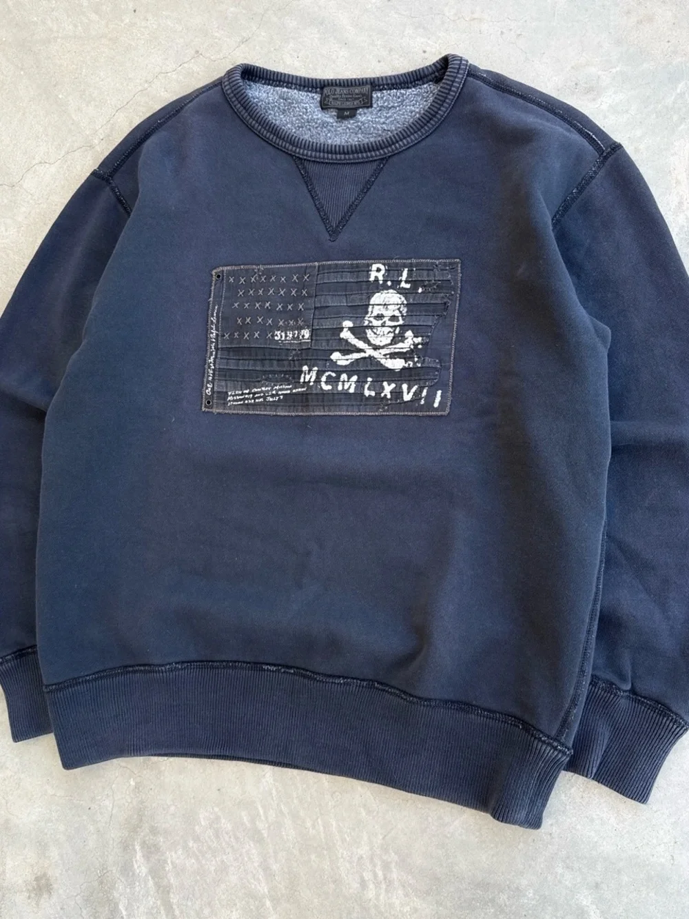 Polo Jeans Co Ralph Lauren 2000s Skull Flag Navy Crewneck Sweatshirt